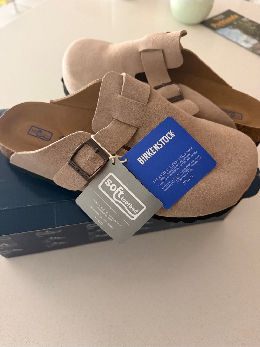 Birkenstock Boston Suede Clogs with Sift Footbed in Taupe